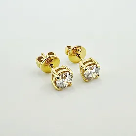 купить Золотые серьги - пусеты с природными бриллиантами 0,95 карат в Москве