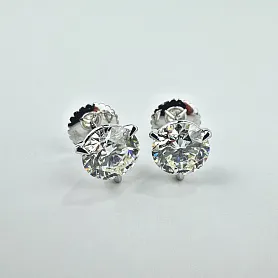 купить Золотые серьги-пусеты с природными бриллиантами 3,10 карат в Москве