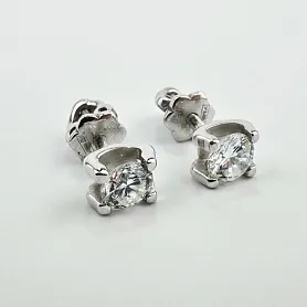 купить Золотые серьги - пусеты с природными бриллиантами 0,73 карат в Москве