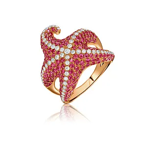 купить Золотое кольцо с бриллиантами "Морская звезда" в Москве