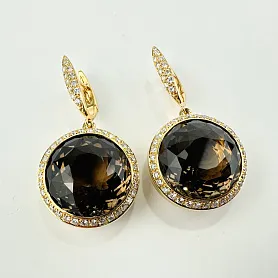 купить Золотые серьги с топазами и бриллиантами 1,40 карат в Москве