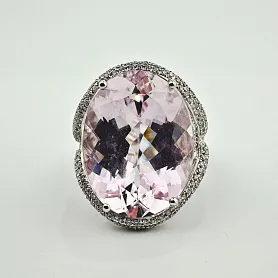 купить Золотое кольцо с кунцитом и бриллиантами 1,70 карат в Москве