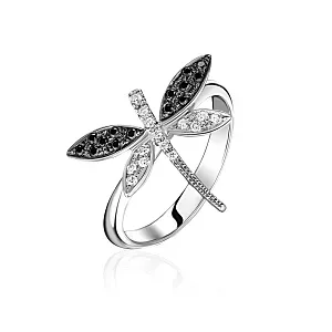 купить Золотое кольцо с бриллиантами "Стрекоза" в Москве