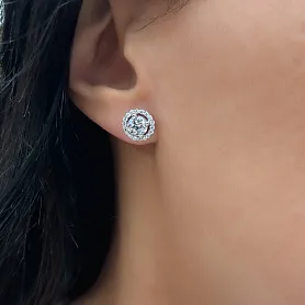 купить Золотые серьги - пусеты с бриллиантами 2,55 карат в Москве