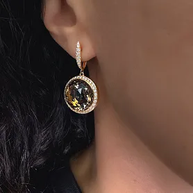 купить Золотые серьги с топазами и бриллиантами 1,40 карат в Москве