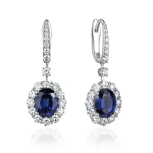 купить Золотые серьги с природными бриллиантами и сапфирами 7,22 карат в Москве