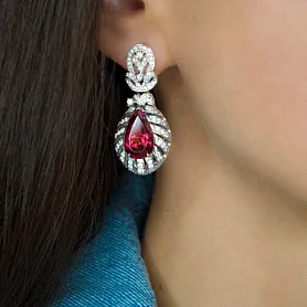 купить Золотые серьги с природными рубеллитами 9,23 карат в Москве