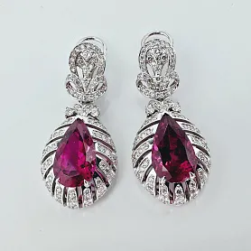 купить Золотые серьги с природными рубеллитами 9,23 карат в Москве