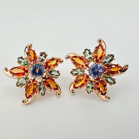 купить Золотые серьги с цитринами, празиолиттами и топазами в Москве