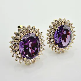 купить Золотые серьги с аметистами и бриллиантами 2,70 карат в Москве