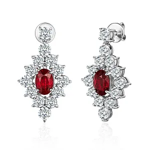 купить Золотые серьги с природными рубинами и бриллиантами 4,94 карат в Москве