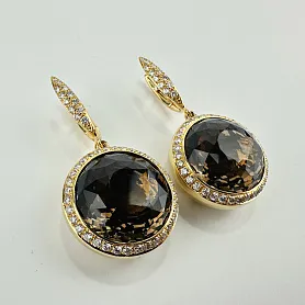 купить Золотые серьги с топазами и бриллиантами 1,40 карат в Москве