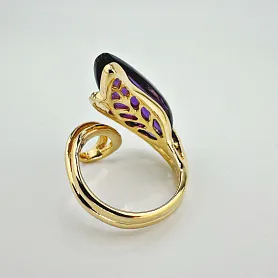 купить Золотое кольцо с аметистом и бриллиантами 0,22 карата в Москве