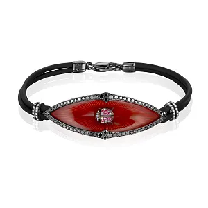 купить Золотой браслет с бриллиантами и рубинами в Москве