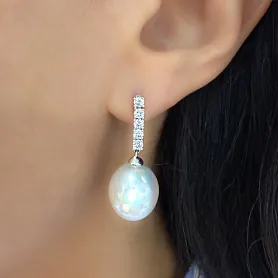 купить Золотые серьги с жемчугом и бриллиантами  в Москве