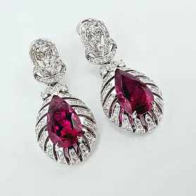 купить Золотые серьги с природными рубеллитами 9,23 карат в Москве