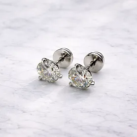 купить Золотые серьги - пусеты с бриллиантами 2,55 карат в Москве