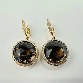 купить Золотые серьги с топазами и бриллиантами 1,40 карат в Москве