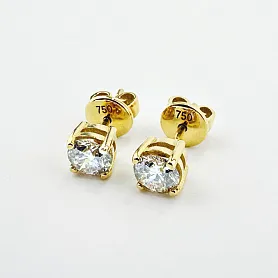 купить Золотые серьги - пусеты с природными бриллиантами 0,95 карат в Москве