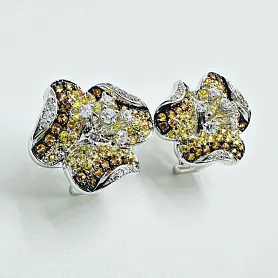 купить Золотые серьги с жёлтыми сапфирами и бриллиантами 0,50 к-т в Москве