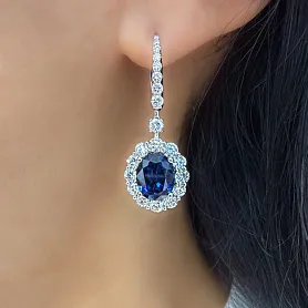 купить Золотые серьги с природными бриллиантами и сапфирами 7,22 карат в Москве