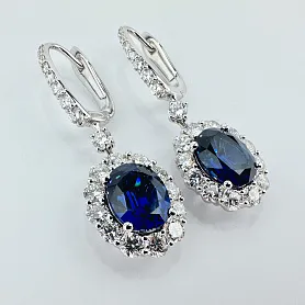 купить Золотые серьги с природными бриллиантами и сапфирами 7,22 карат в Москве