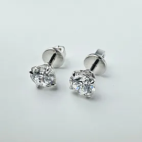 купить Золотые серьги - пусеты с природными бриллиантами 1,80 карат в Москве