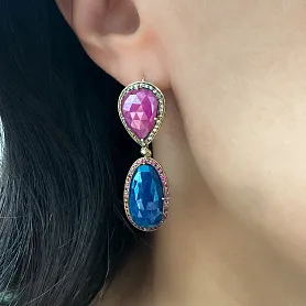 купить Золотые серьги с сапфирами и бриллиантами 0,36 карат в Москве