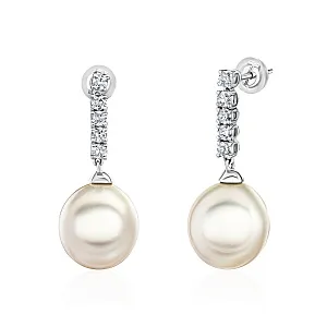 купить Золотые серьги с жемчугом и бриллиантами  в Москве