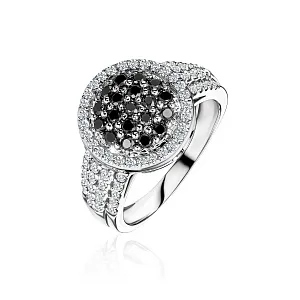 купить Золотое кольцо с черными бриллиантами 0,25 карат в Москве