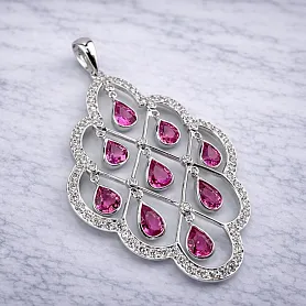 купить Золотая подвеска с бриллиантами и сапфирами 5 карат в Москве