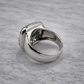 купить Золотое кольцо с природными бриллиантами и сапфирами в Москве