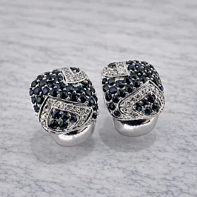 купить Золотые серьги с природными бриллиантами и сапфирами 0,37 карат в Москве