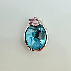 купить Золотой кулон с природными сапфирами и бриллиантами 0,07 карат в Москве