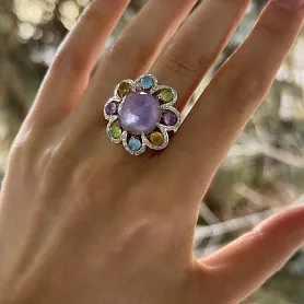 купить Золотое кольцо с аметистами, цитринами и топазами в Москве