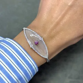 купить Золотой браслет с бриллиантами и турмалином в Москве