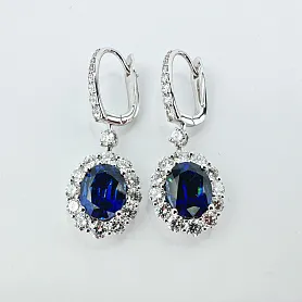 купить Золотые серьги с природными бриллиантами и сапфирами 7,22 карат в Москве