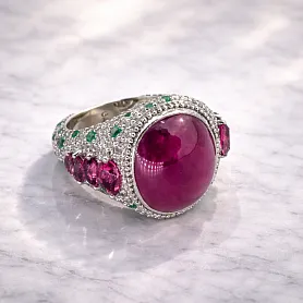 купить Золотое кольцо со звёздчатым рубином 7,71 карат в Москве