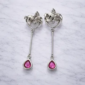 купить Золотые серьги с бриллиантами и розовыми сапфирами 1,20 карат в Москве