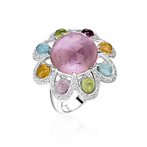 купить Золотое кольцо с аметистами, цитринами и топазами в Москве