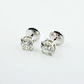 купить Золотые серьги - пусеты с бриллиантами 1,40 карат в Москве