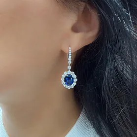 купить Золотые серьги с природными бриллиантами и сапфирами 7,22 карат в Москве