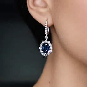 купить Золотые серьги с природными бриллиантами и сапфирами 7,22 карат в Москве