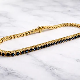 купить Золотой теннисный браслет с сапфирами 3,05 карат в Москве