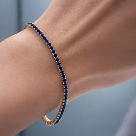 купить Золотой теннисный браслет с сапфирами 3,05 карат в Москве