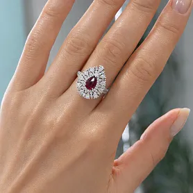 купить Золотое кольцо с бриллиантами и рубином 1 карат в Москве