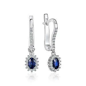 купить Золотые серьги с сапфирами и бриллиантами 0,22 карат в Москве