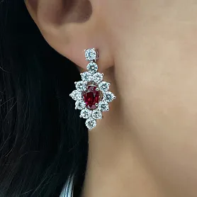 купить Золотые серьги с природными рубинами и бриллиантами 4,94 карат в Москве