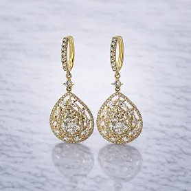 купить Золотые серьги с природными бриллиантами 3,12 карат в Москве