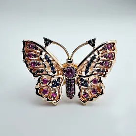 купить Золотое кольцо с сапфирами "Бабочка" в Москве